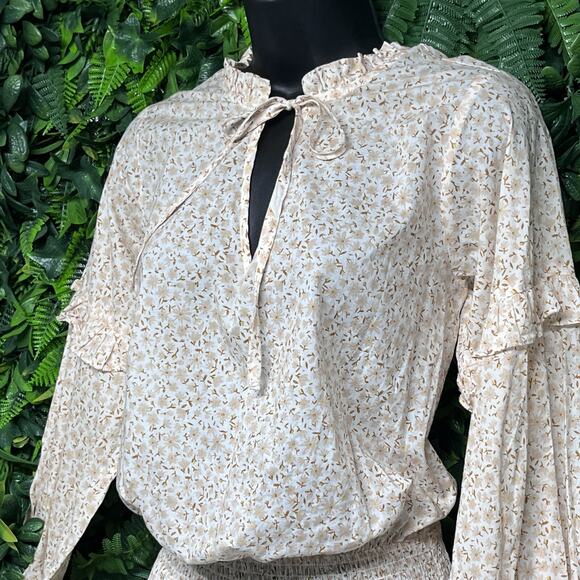 CHARLIE HOLIDAY ANTHROPOLOGIE Dress Women 4 Orange Floral‎ Boho Cottage 2803 - Picture 6 of 11